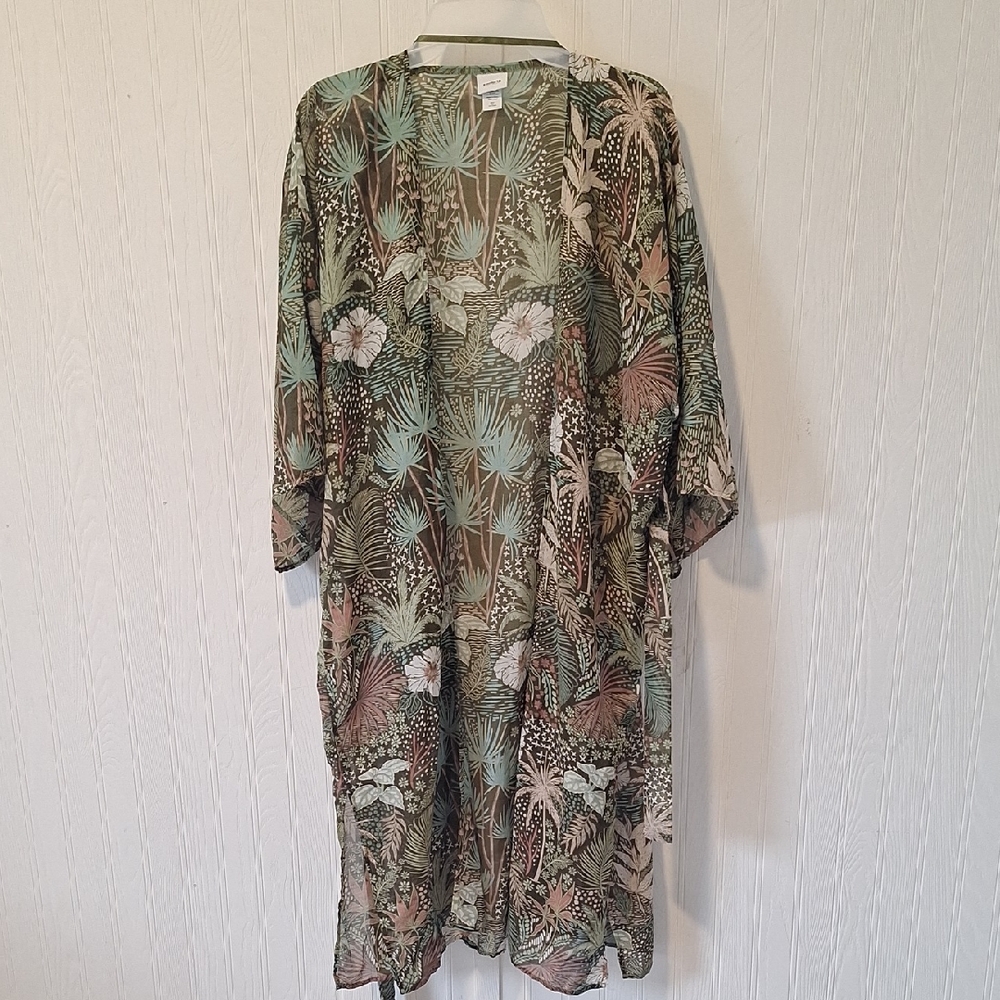 Sonoma Tropical Print Kimono | Pastel Floral Cover-Up | OS